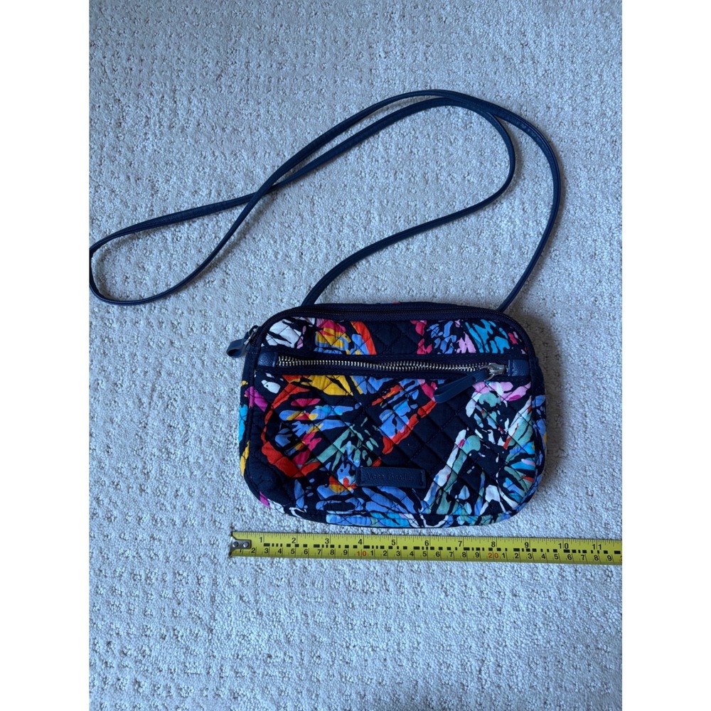 Vera Bradley Crossbody Bag OS Navy Quilted Butterfly Botanical RFID Boho
